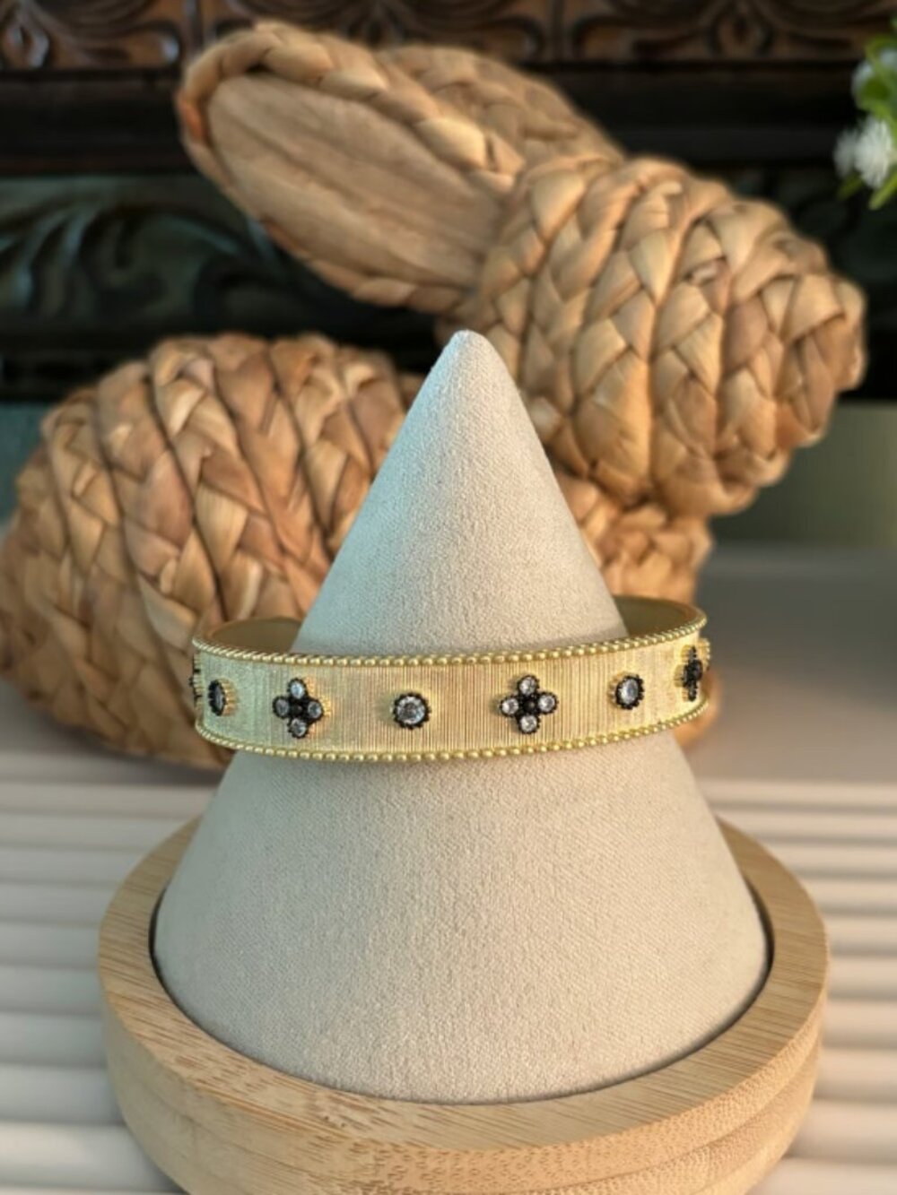 Gold and CZ Cuff Bracelet